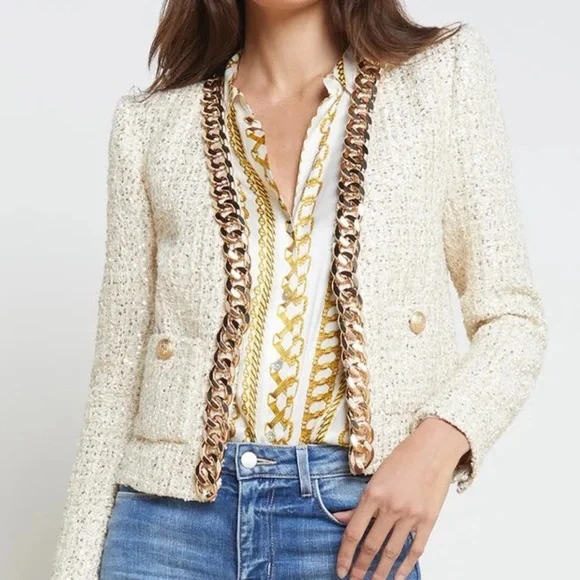 L'Agence Greta Chain Tweed Jacket US 6